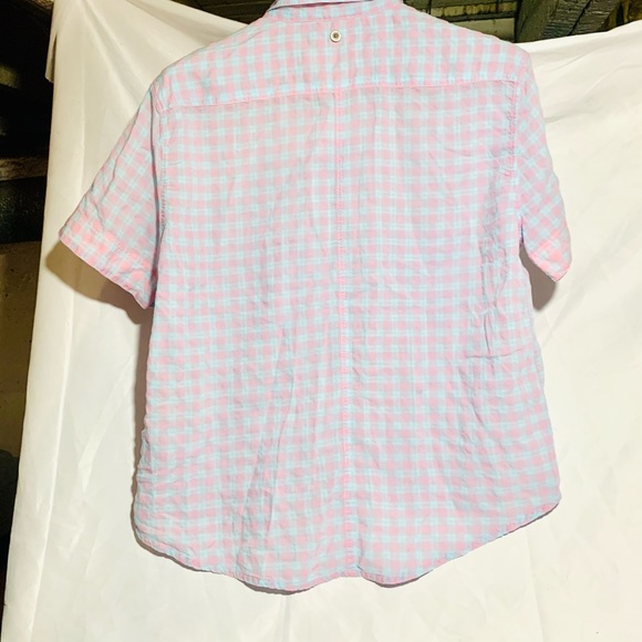 Pretty Pastel “Diesel” SzL light button down tee blue/pink check - Picture 4 of 5